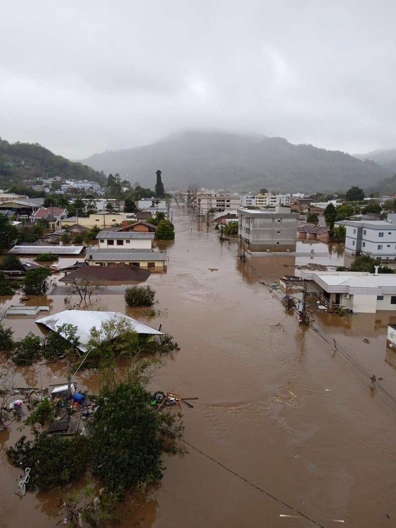 Município de Muçum (RS) durante ciclone extratropical. Foto: André Conceição